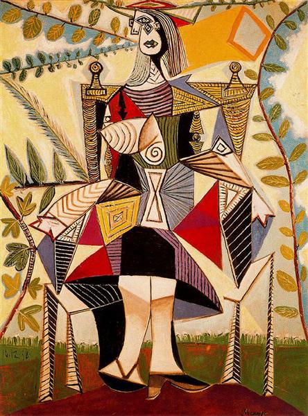 Pablo Picasso Classical Oil Painting Seated Woman In Garden
